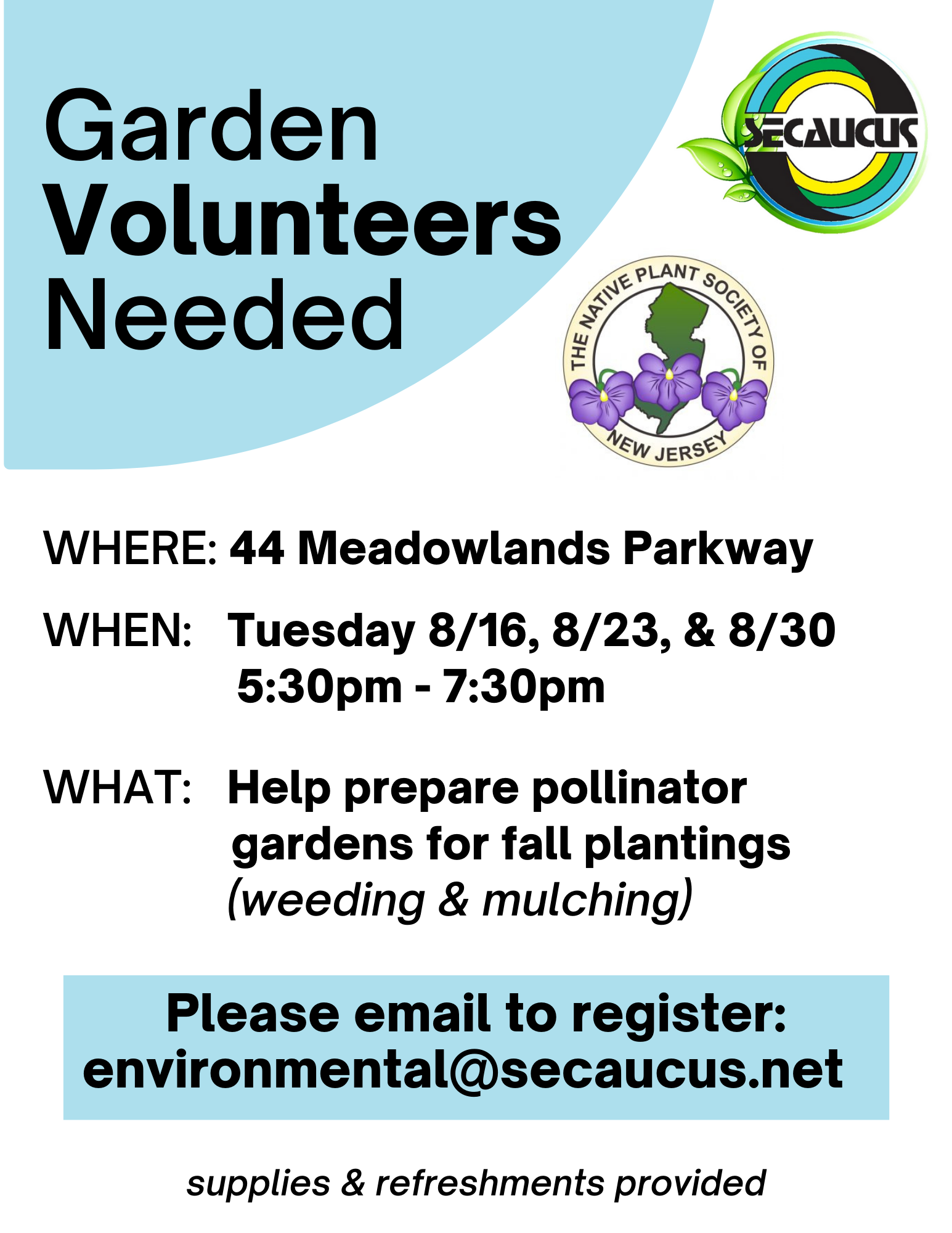volunteers needed for fall garden prep flyer
